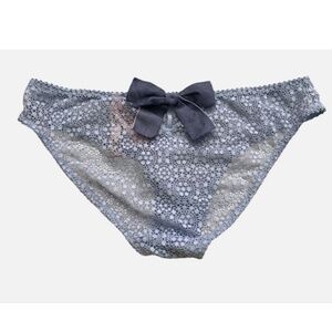 Victorias Secret Nwt Dream Angels Blue Lace Bow Back Cheekini Panty L